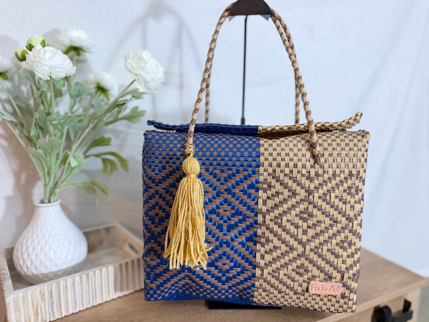 Navy blue & beige
