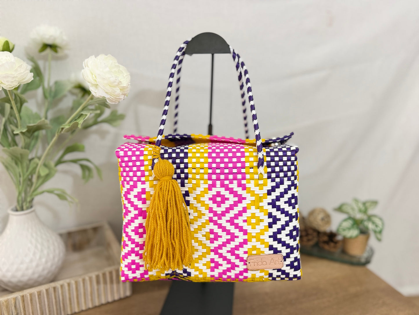 Pink, Yellow, purple & white
