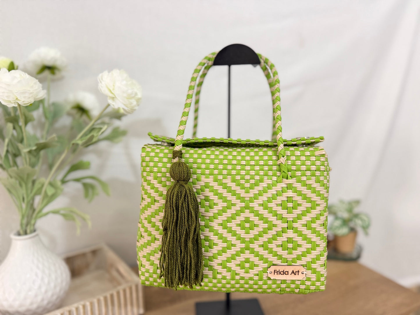 Green and beige