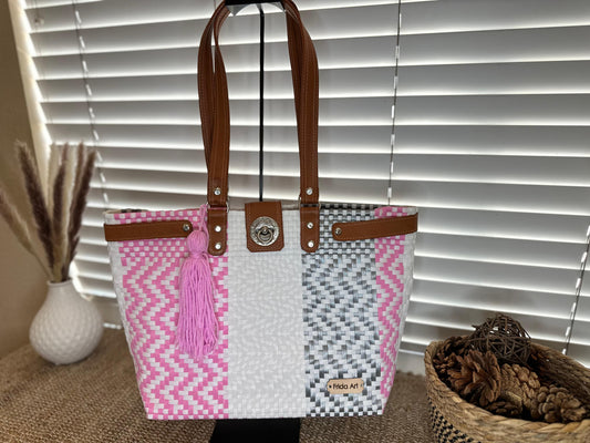 Pink, silver & White