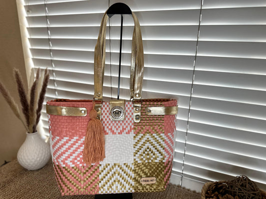 Coral, gold & White